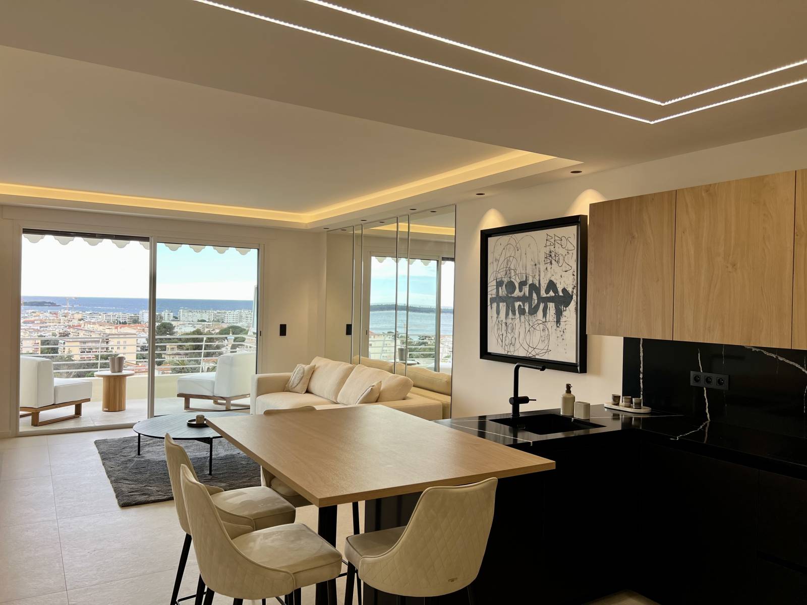 VENTE APPARTEMENT 3 P. VUE MER PANORAMIQUE CANNES BASSE CALIFORNIE