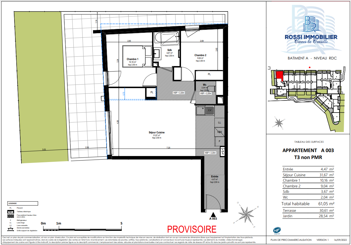 plan T3 A VENDRE Programme Neuf Villeneuve Loubet