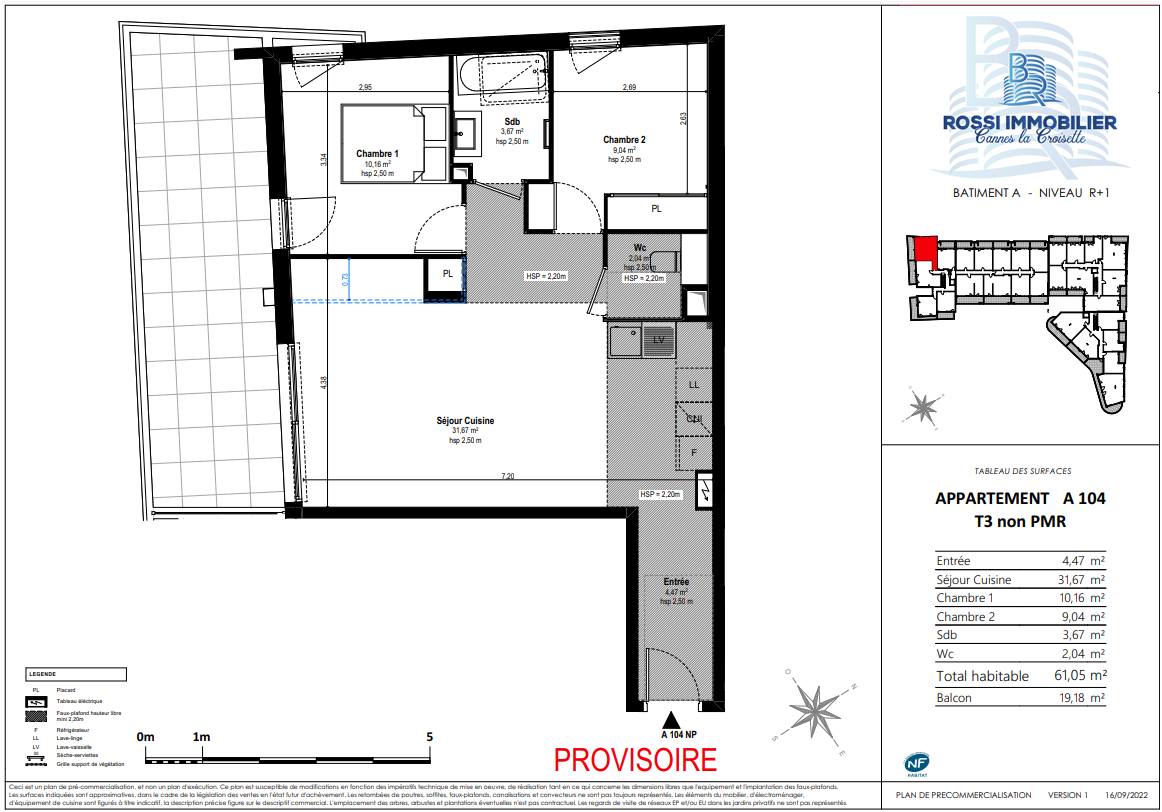 plan T3 A VENDRE Programme Neuf Villeneuve Loubet