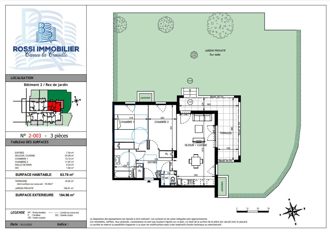 plan T3 jardin A VENDRE Programme Neuf Golfe Juan