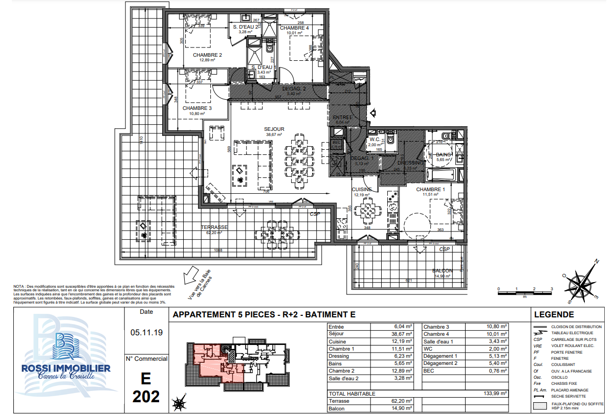 plan T5 A VENDRE Programme Neuf Le Cannet