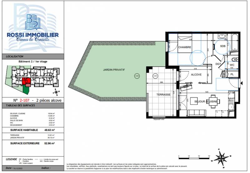 plan T2 terrasse A VENDRE Programme Neuf Golfe Juan